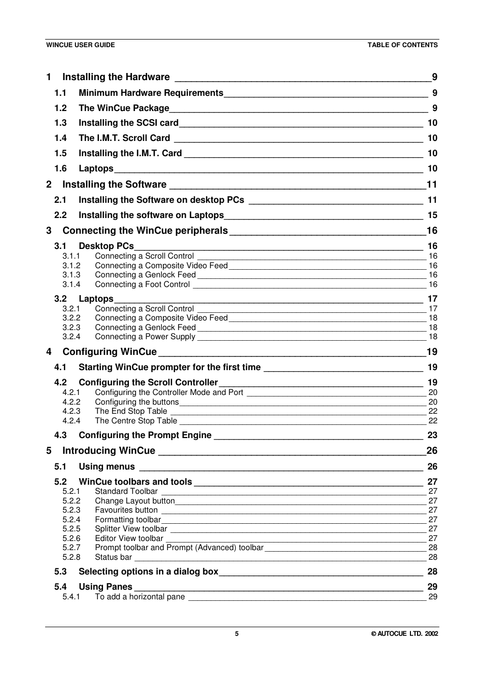 Autocue WINCUE User Manual | Page 5 / 100