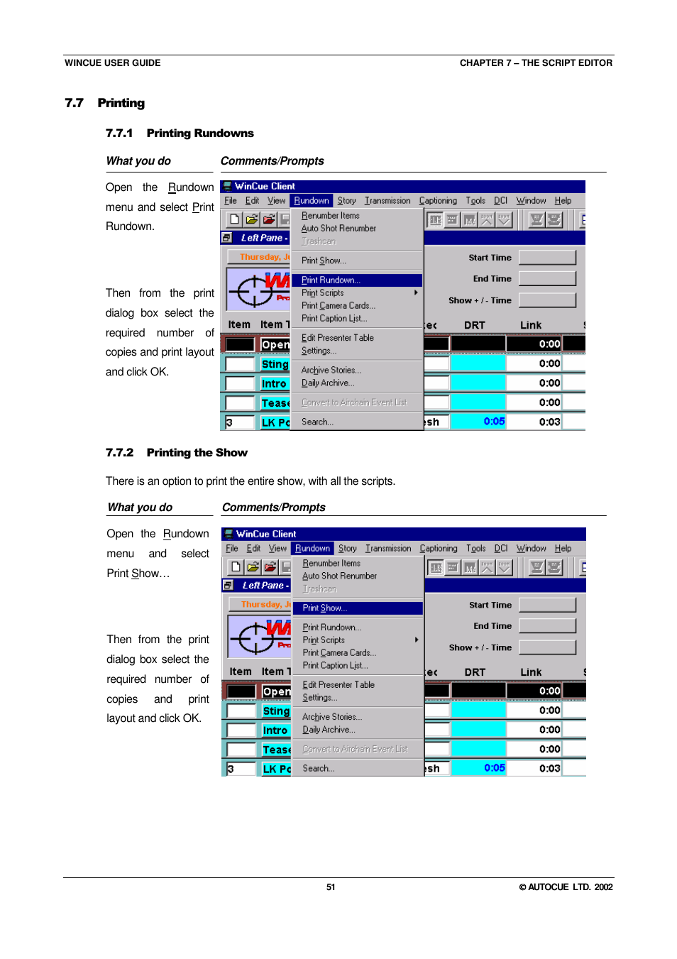 Autocue WINCUE User Manual | Page 51 / 100