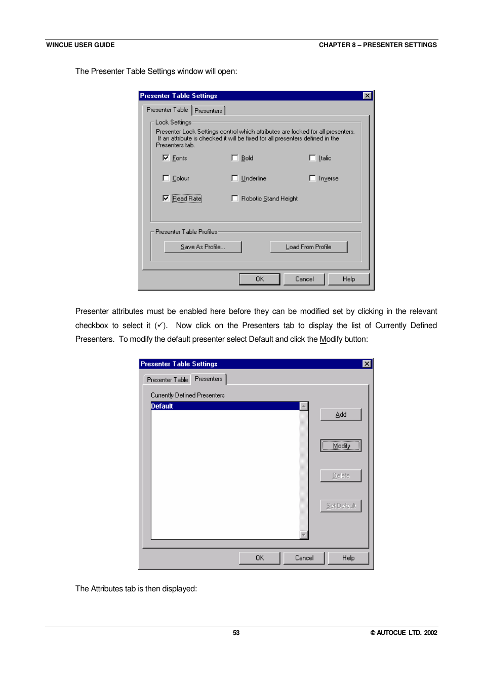 Autocue WINCUE User Manual | Page 53 / 100