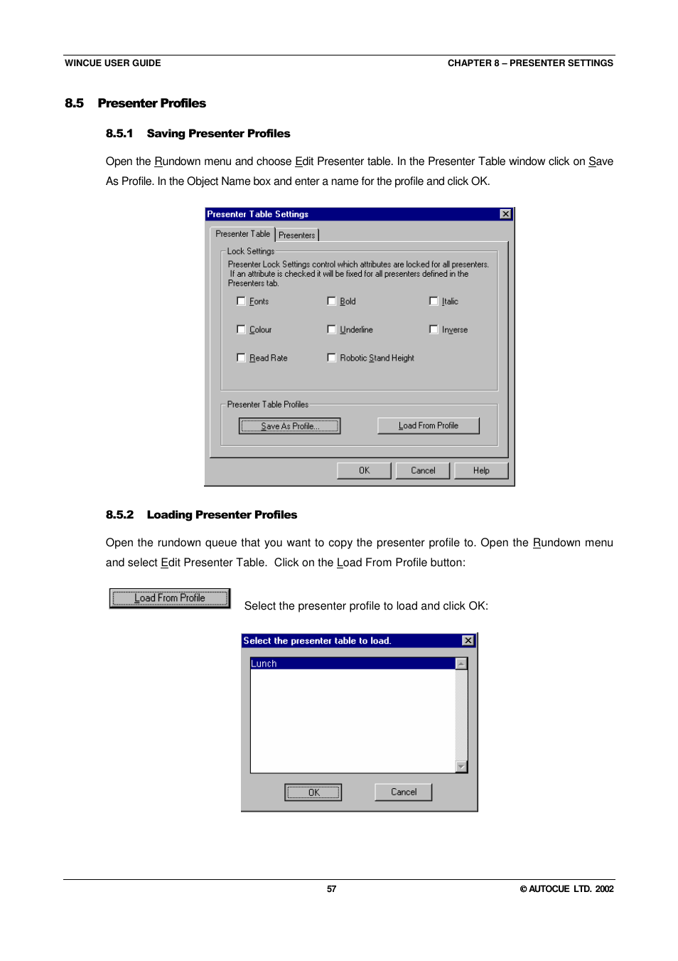 Autocue WINCUE User Manual | Page 57 / 100