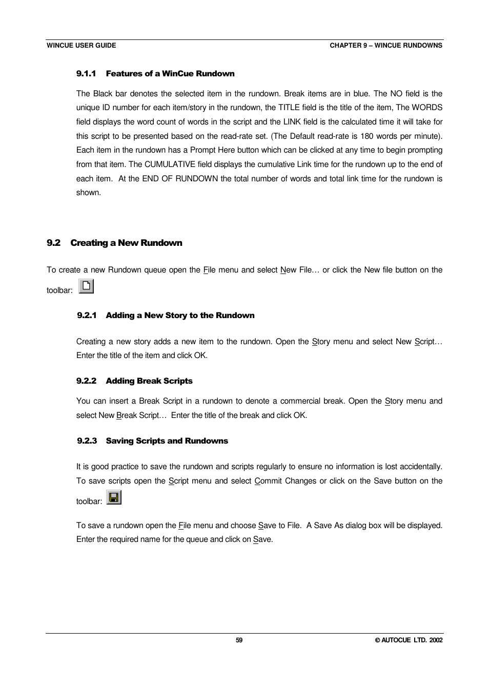 Autocue WINCUE User Manual | Page 59 / 100