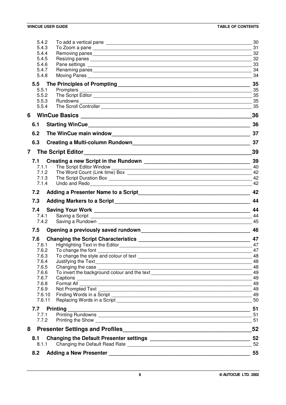 Autocue WINCUE User Manual | Page 6 / 100