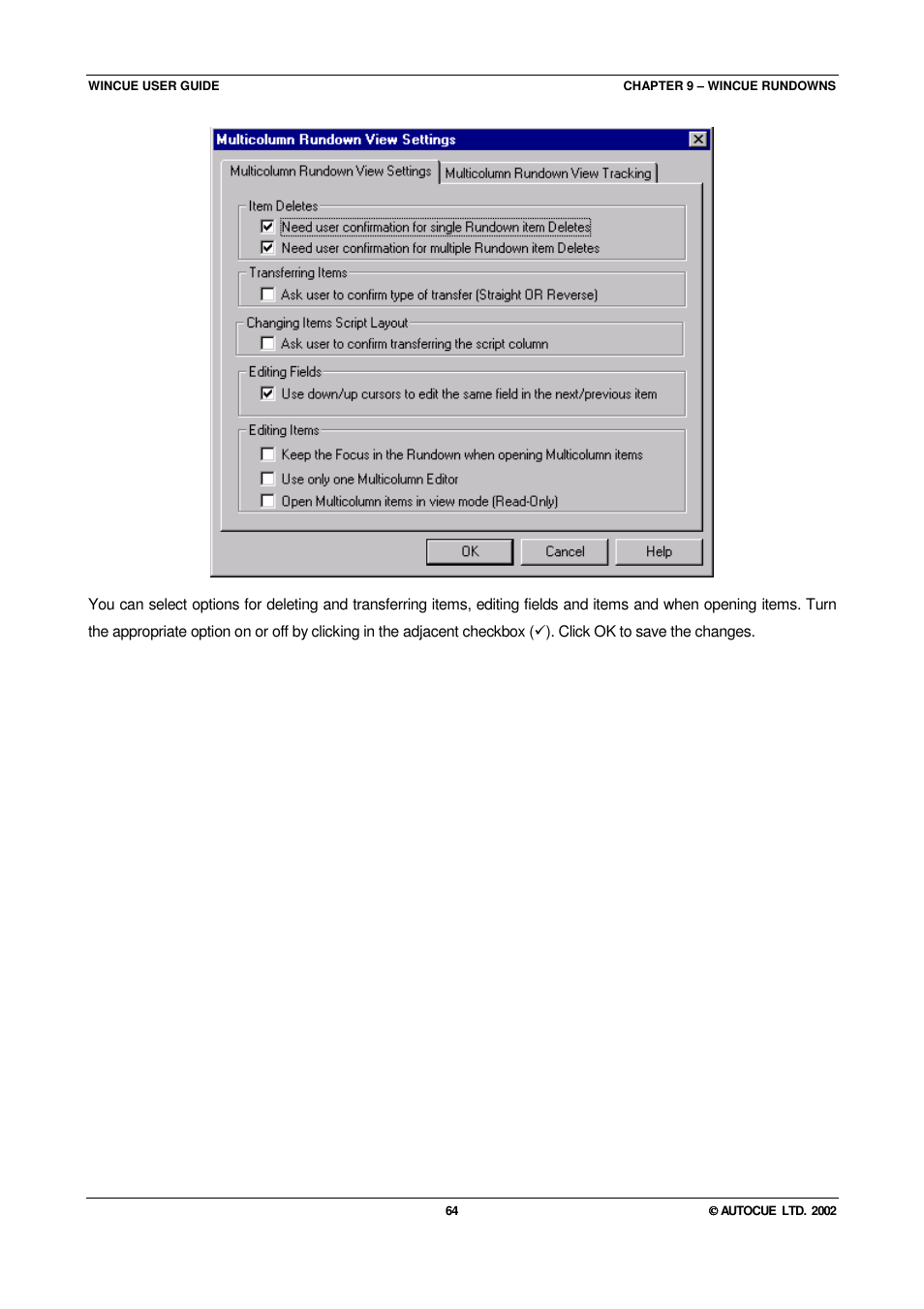 Autocue WINCUE User Manual | Page 64 / 100
