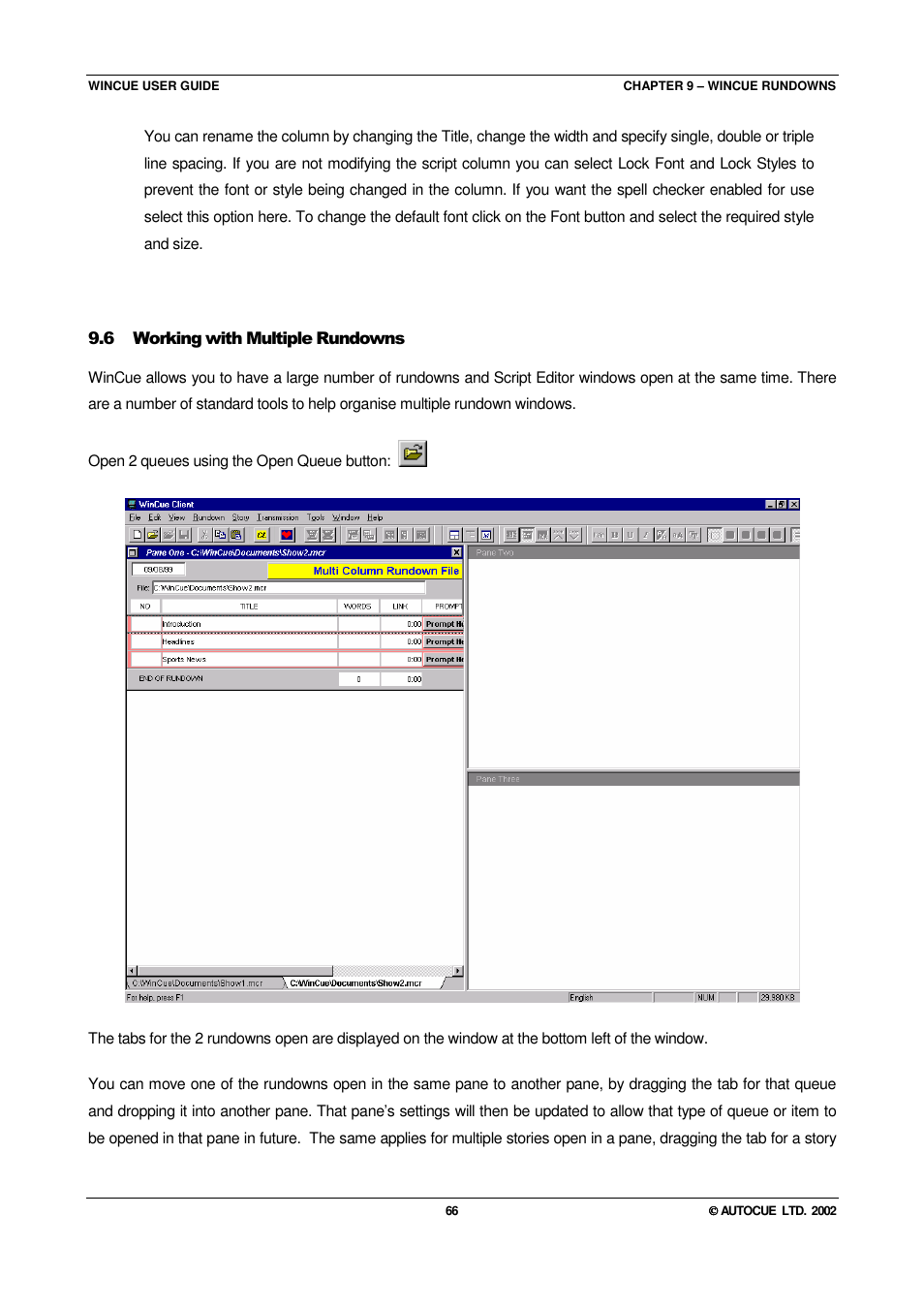 Autocue WINCUE User Manual | Page 66 / 100