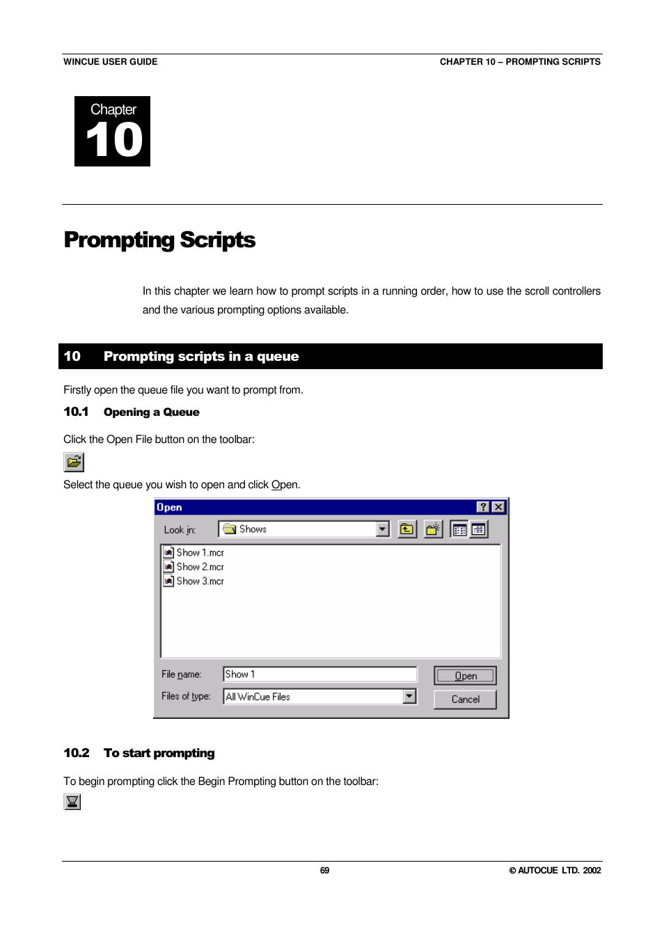 Prompting scripts | Autocue WINCUE User Manual | Page 69 / 100
