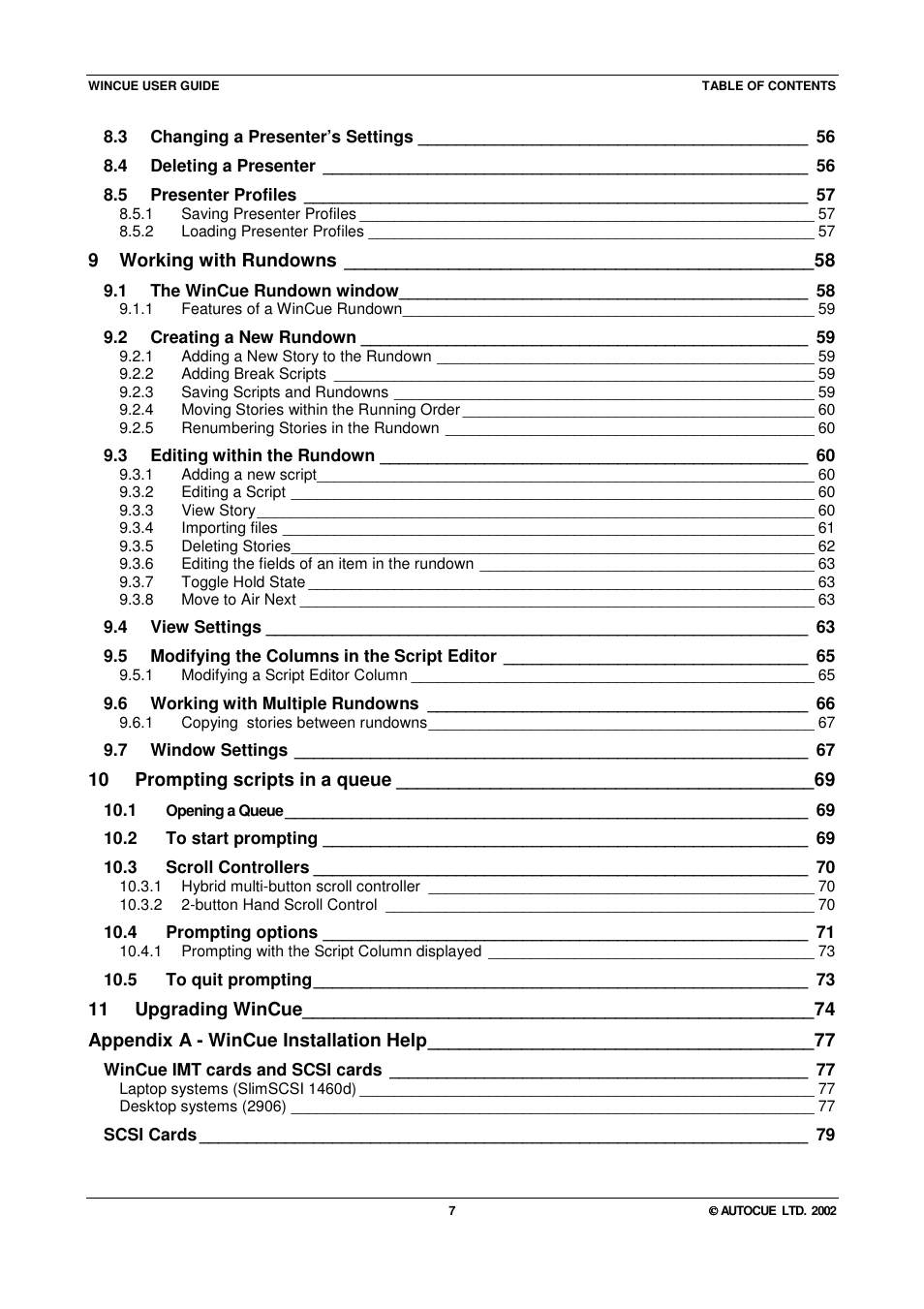 Autocue WINCUE User Manual | Page 7 / 100