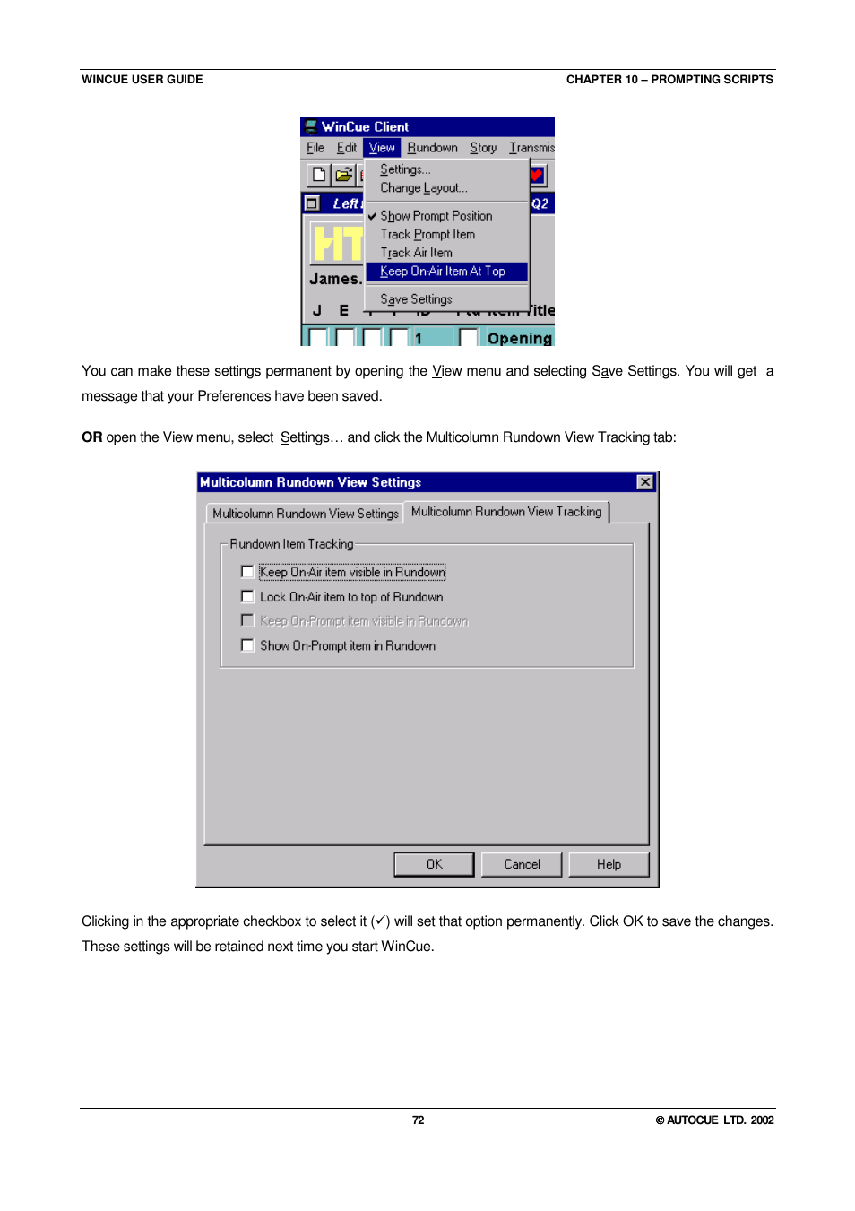 Autocue WINCUE User Manual | Page 72 / 100