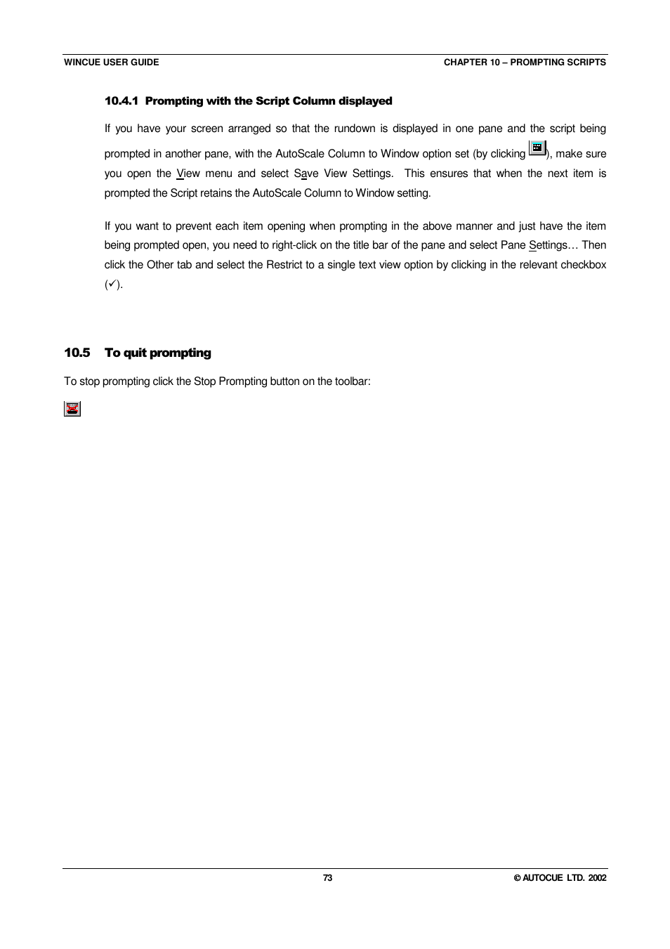 Autocue WINCUE User Manual | Page 73 / 100