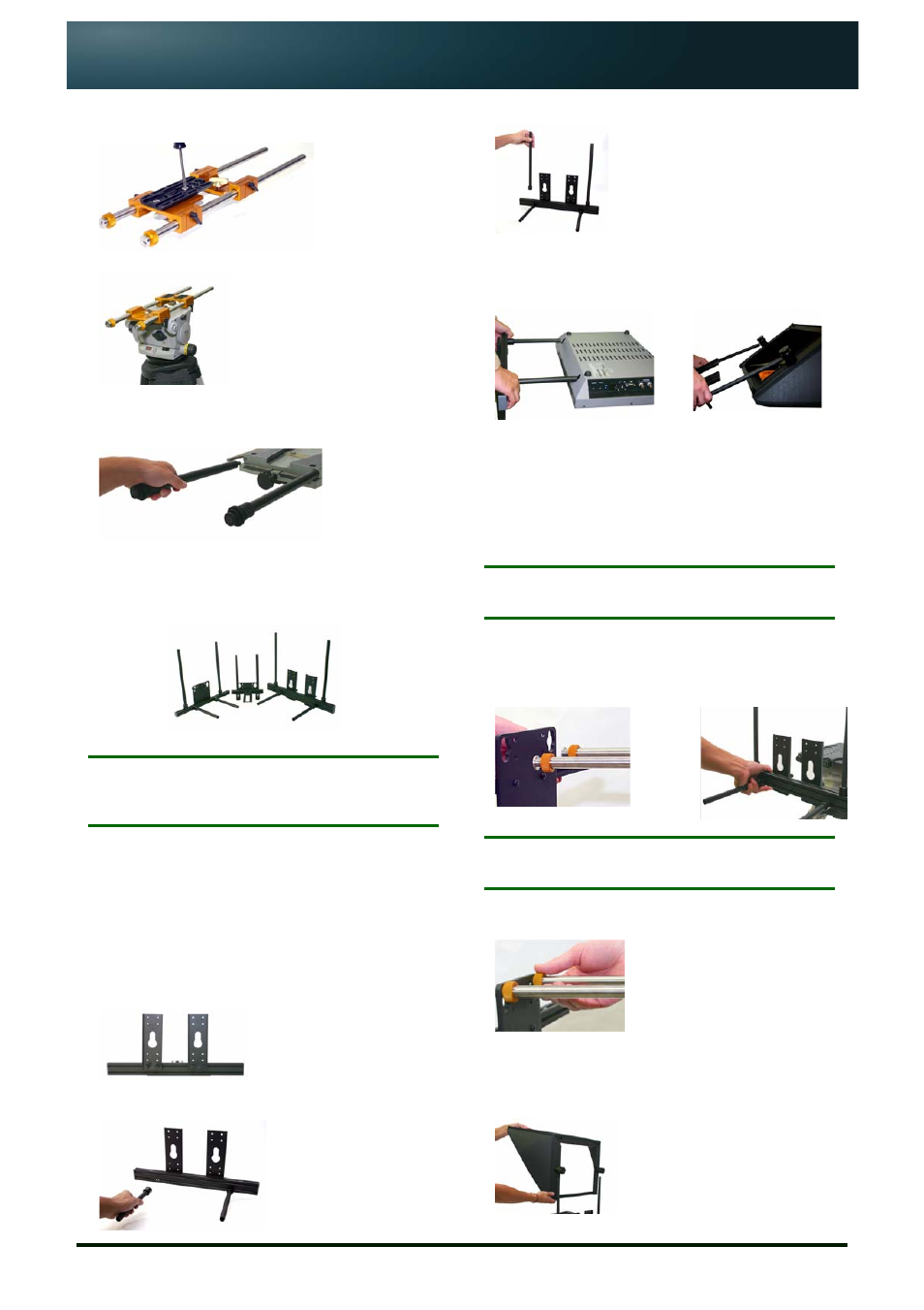 On-camera unit quick assembly instructions, Bracket set preparation, On-camera unit assembly | Attach bracket set, Attach wide angle hood | Autocue On-Camera Unit User Manual | Page 3 / 4