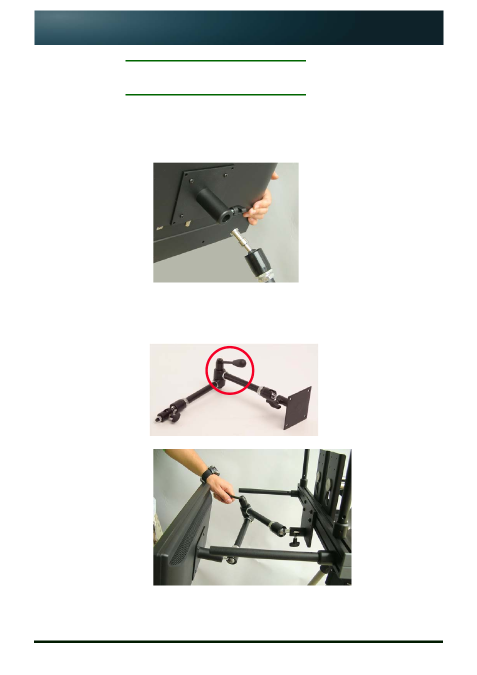 Attach monitor to the “magic arm, Position monitor below ocu | Autocue TFM17 User Manual | Page 11 / 21