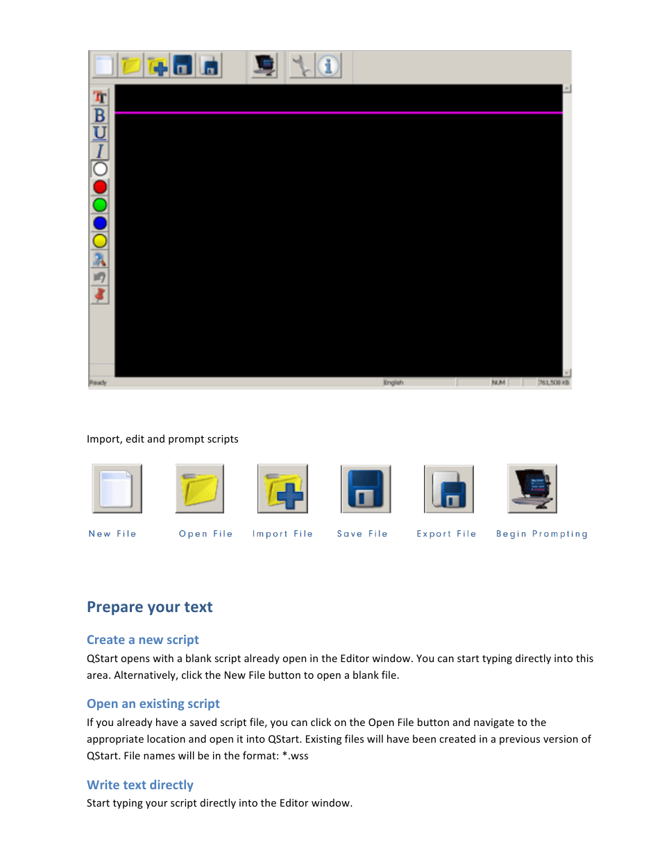 Prepare your text | Autocue QStart Teleprompting User Manual | Page 15 / 32
