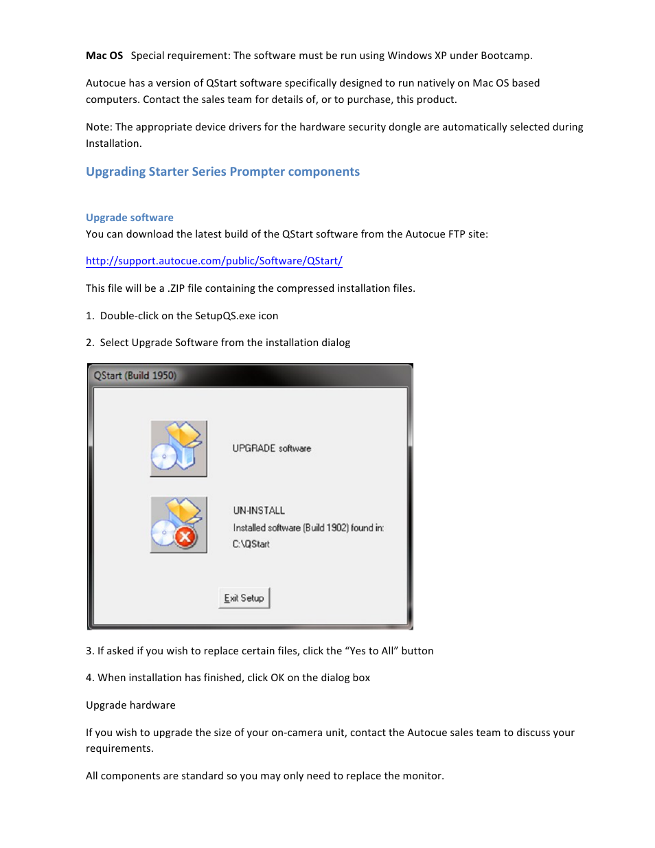 Upgrading starter series prompter components | Autocue QStart Teleprompting User Manual | Page 30 / 32