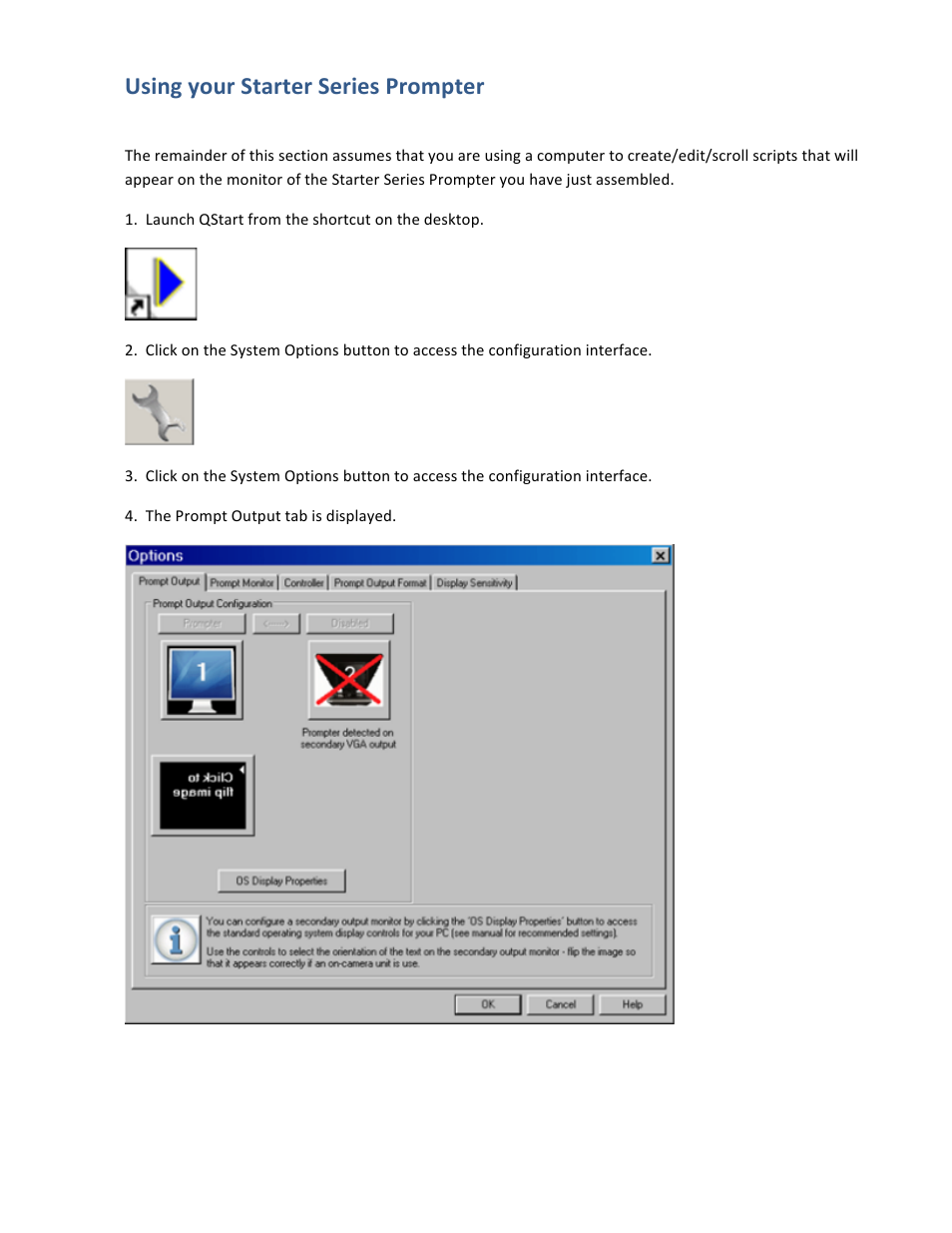 Using your starter series prompter | Autocue QStart Teleprompting User Manual | Page 8 / 32