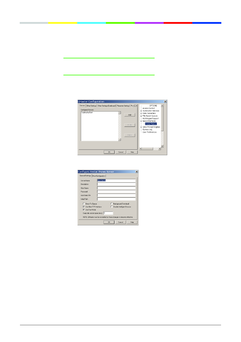 Create or modify an inews server connection | Autocue AutocueNI-iNews User Manual | Page 8 / 20