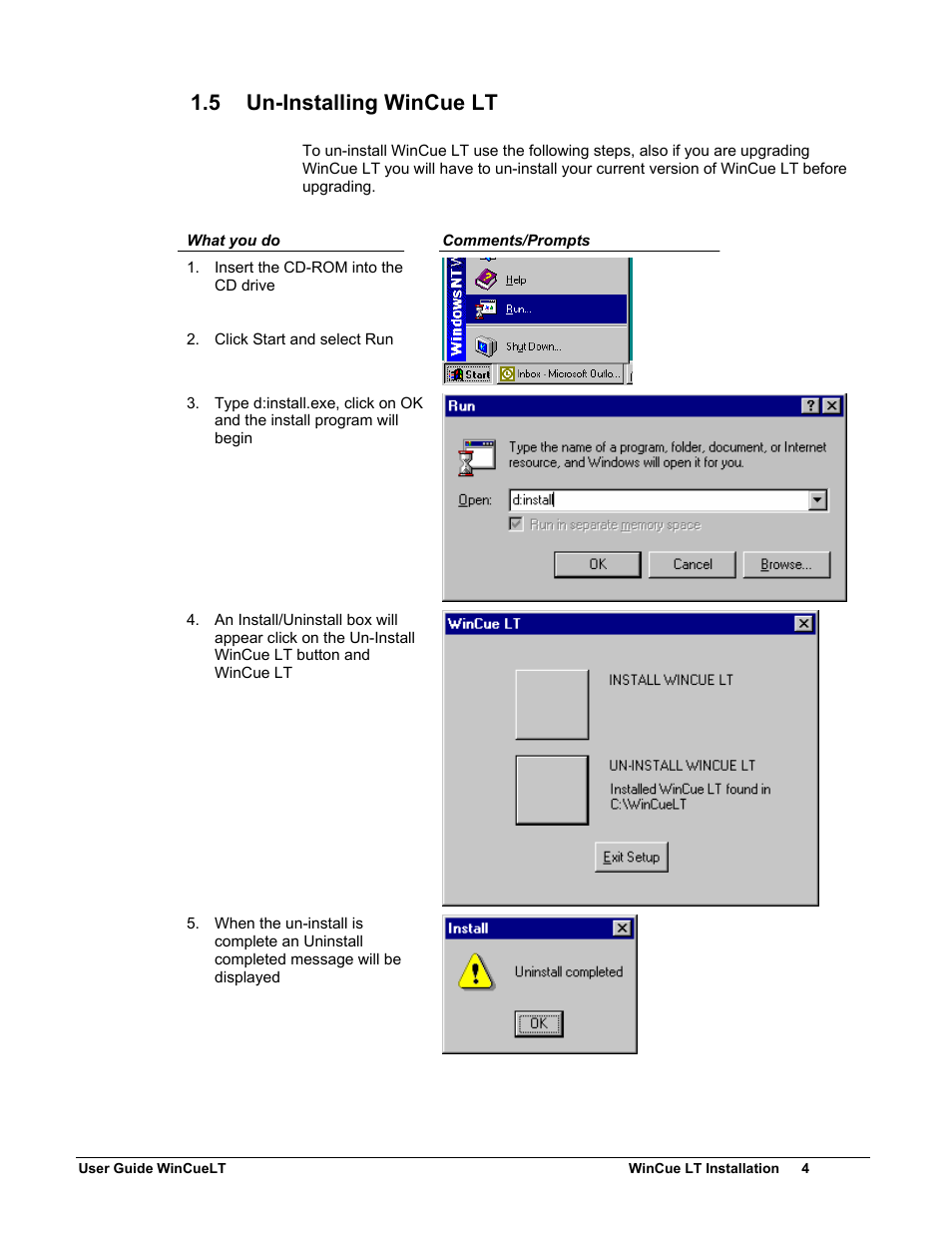 5 un-installing wincue lt | Autocue WinCueLT User Manual | Page 11 / 82