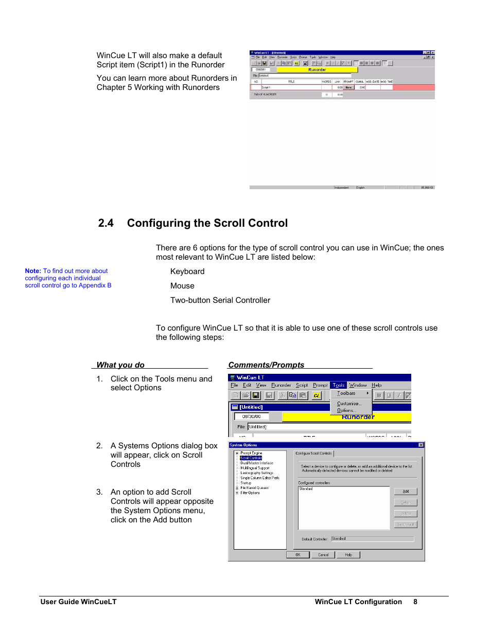 4 configuring the scroll control | Autocue WinCueLT User Manual | Page 15 / 82