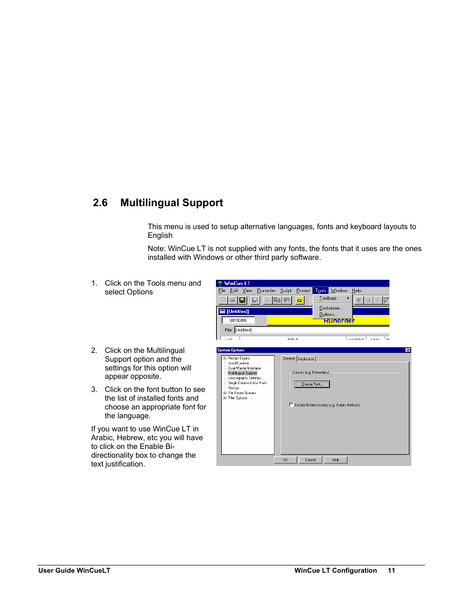 6 multilingual support | Autocue WinCueLT User Manual | Page 18 / 82