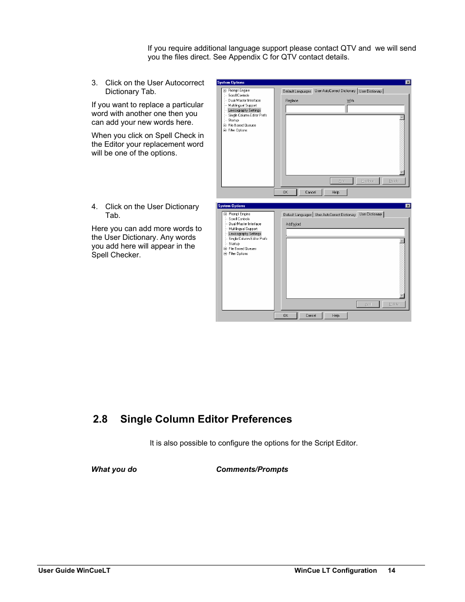 8 single column editor preferences | Autocue WinCueLT User Manual | Page 21 / 82