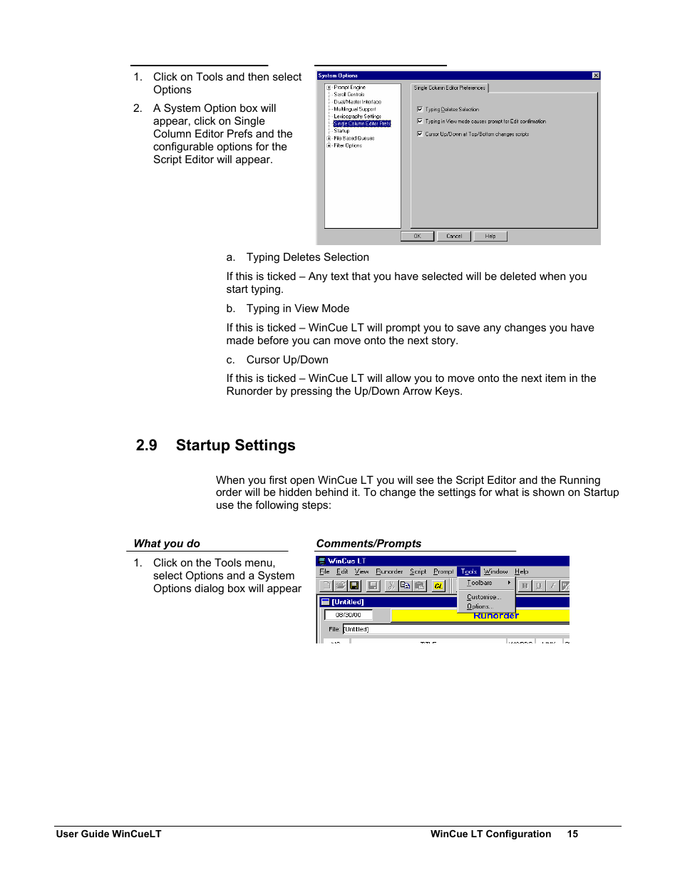 9 startup settings | Autocue WinCueLT User Manual | Page 22 / 82