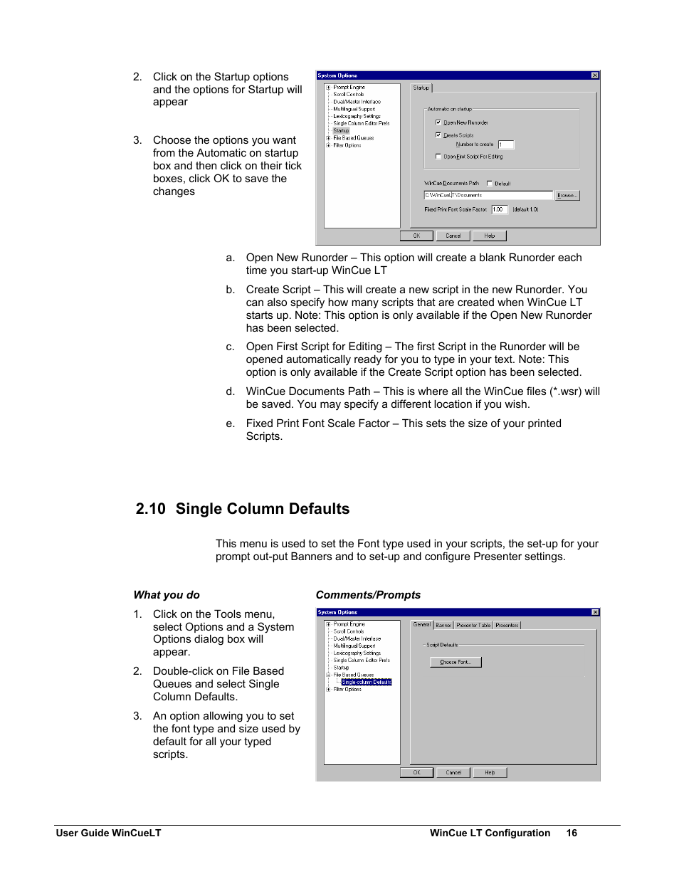 10 single column defaults | Autocue WinCueLT User Manual | Page 23 / 82