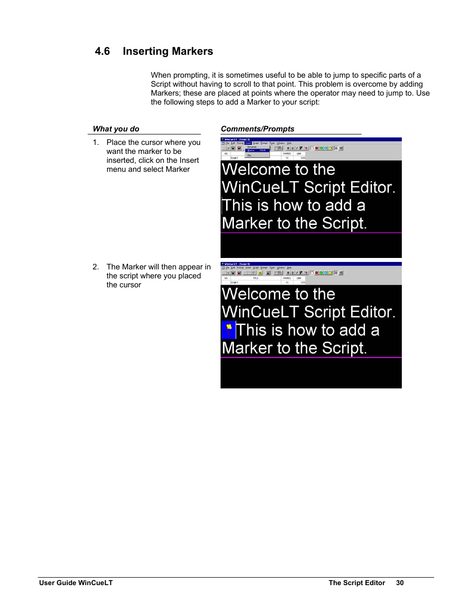 6 inserting markers | Autocue WinCueLT User Manual | Page 37 / 82