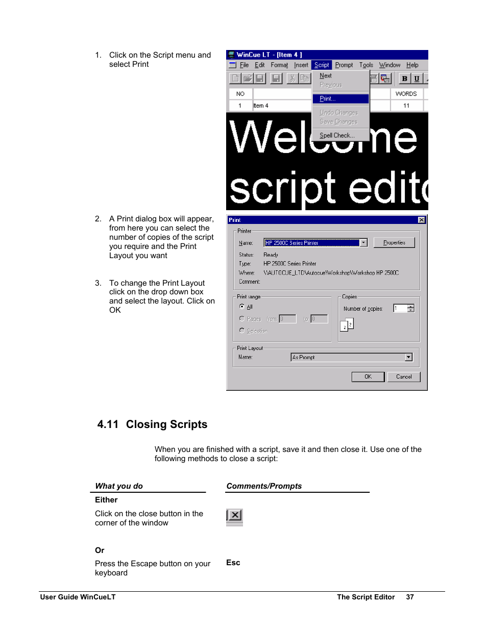 11 closing scripts | Autocue WinCueLT User Manual | Page 44 / 82