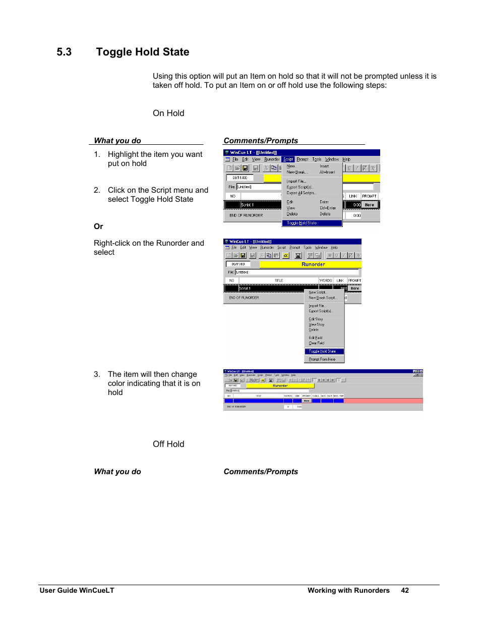 3 toggle hold state | Autocue WinCueLT User Manual | Page 49 / 82