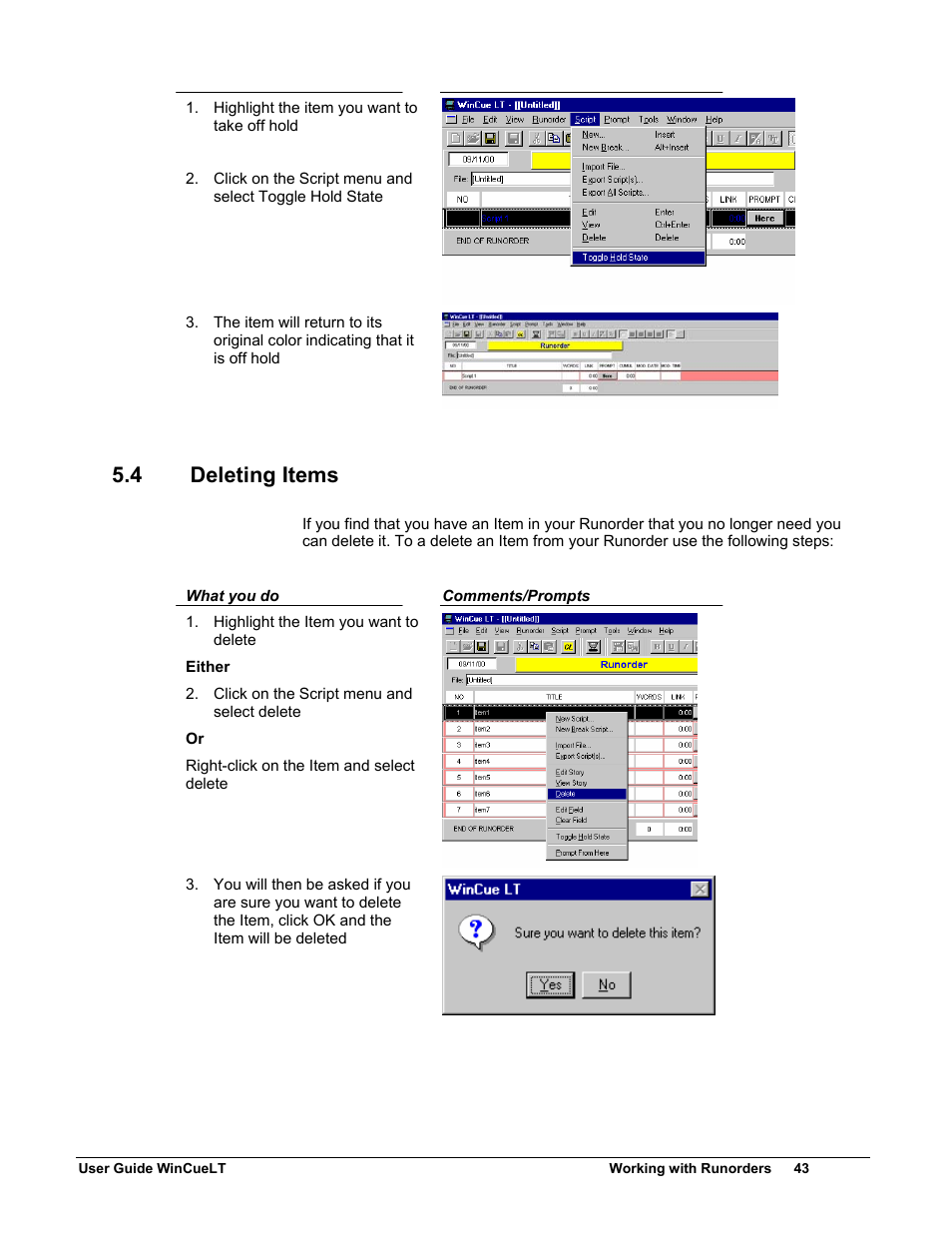 4 deleting items | Autocue WinCueLT User Manual | Page 50 / 82