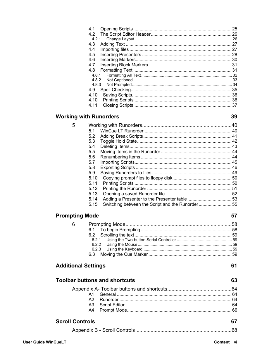 Autocue WinCueLT User Manual | Page 6 / 82