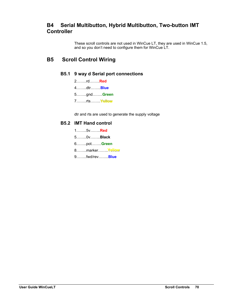 B5 scroll control wiring | Autocue WinCueLT User Manual | Page 77 / 82