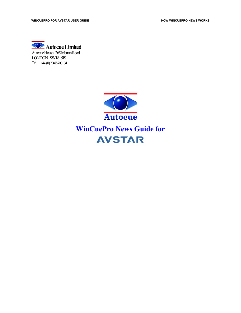 Autocue WinCue Pro News User Manual | 24 pages