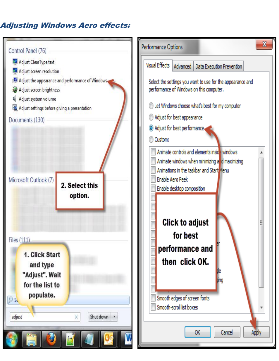 Adjusting windows aero effects | Autocue Prompting Optimization User Manual | Page 3 / 5