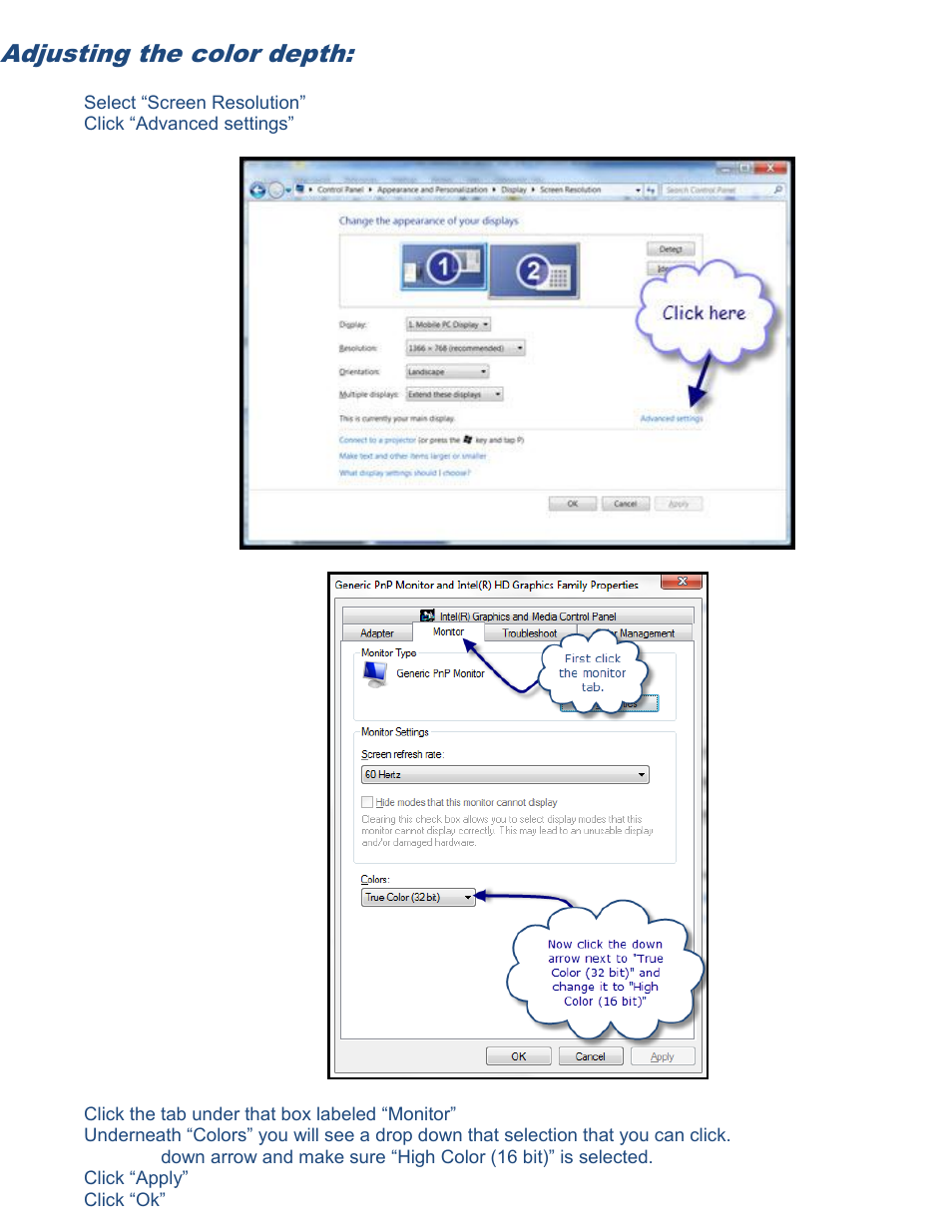 Adjusting the color depth | Autocue Prompting Optimization User Manual | Page 4 / 5