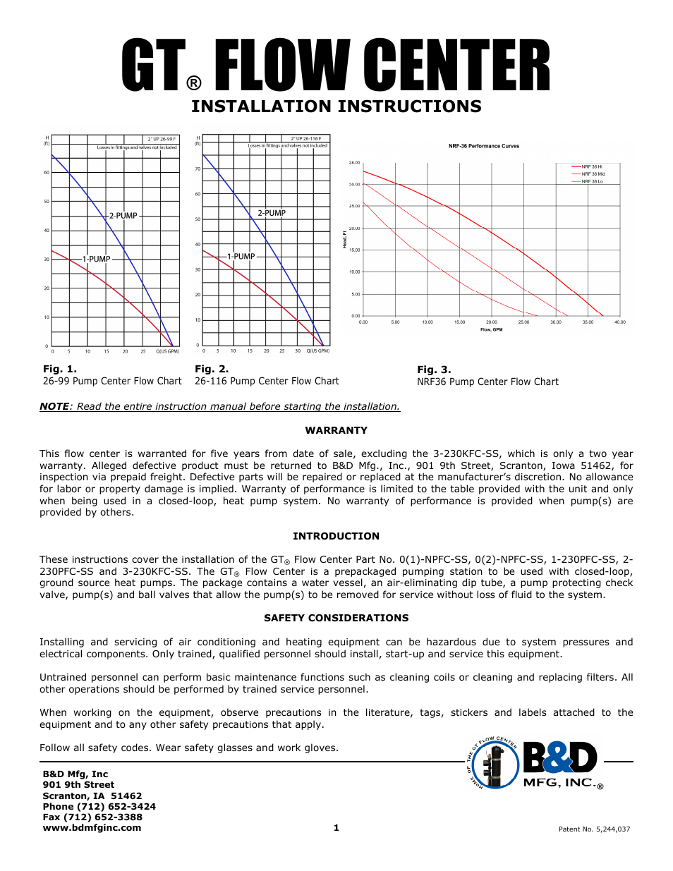 B&D Mfg GT User Manual | 4 pages