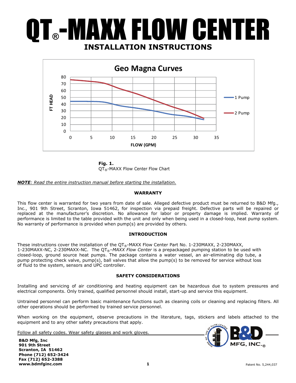 B&D Mfg QT-MAXX User Manual | 4 pages