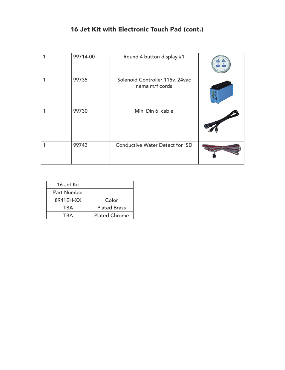 16 jet kit with electronic touch pad (cont.) | Balboa Water Group 16 Jet Kit With Electronic Touch Pad User Manual | Page 2 / 2