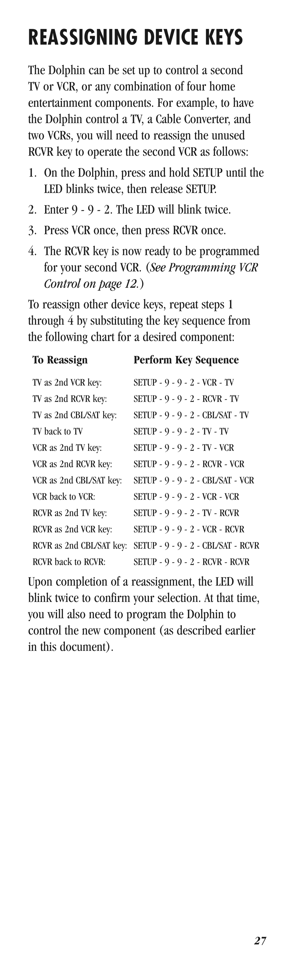 Reassigning device keys | Balboa Water Group Dolphin II User Manual | Page 27 / 36