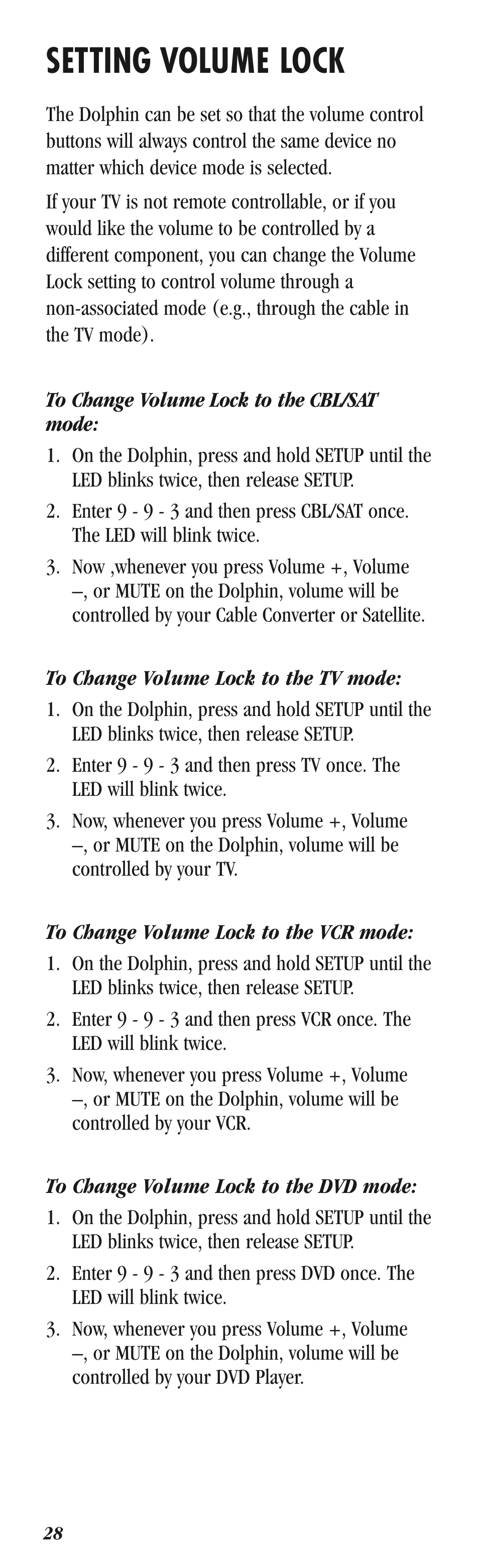 Setting volume lock | Balboa Water Group Dolphin II User Manual | Page 28 / 36