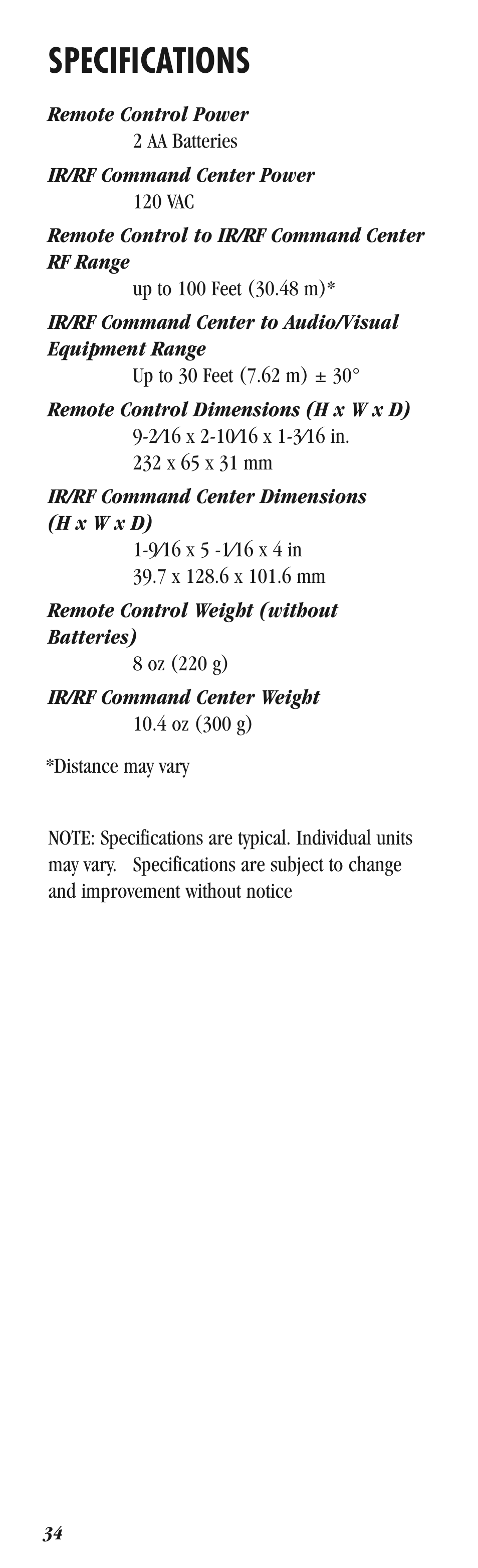 Specifications | Balboa Water Group Dolphin II User Manual | Page 34 / 36