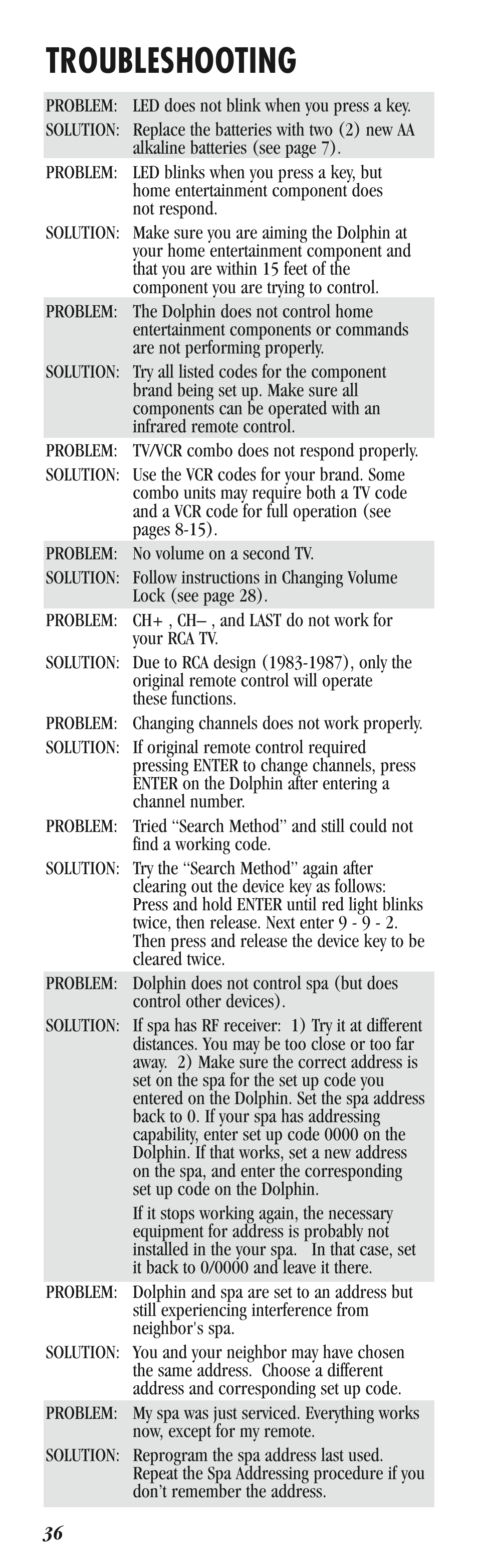Troubleshooting | Balboa Water Group Dolphin II User Manual | Page 36 / 36