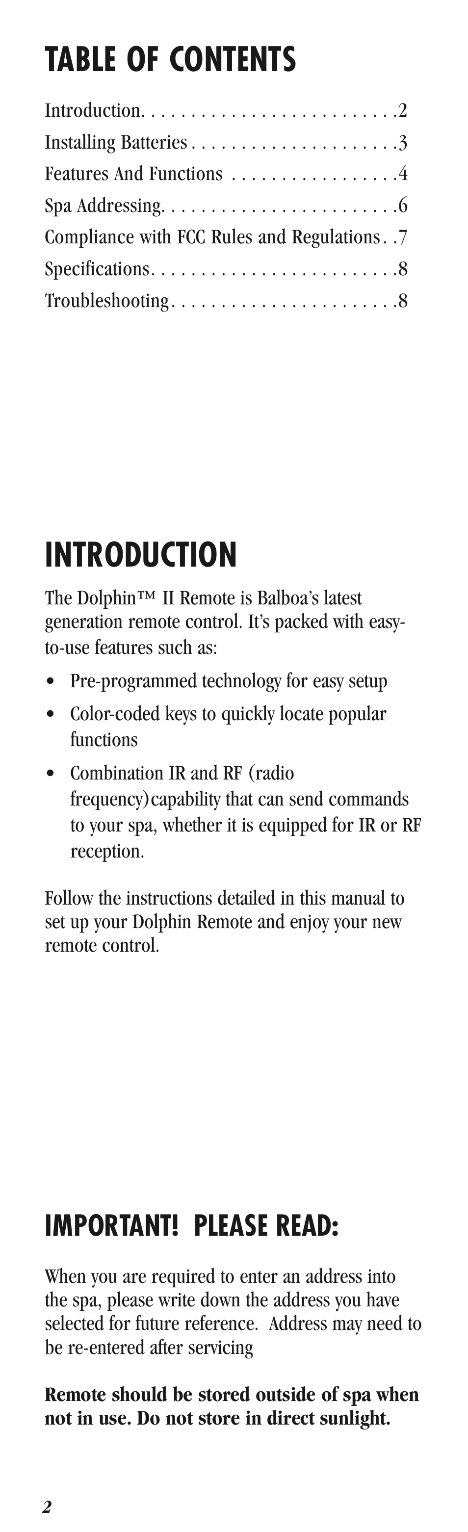 Balboa Water Group Dolphin II Spa Only User Manual | Page 2 / 8