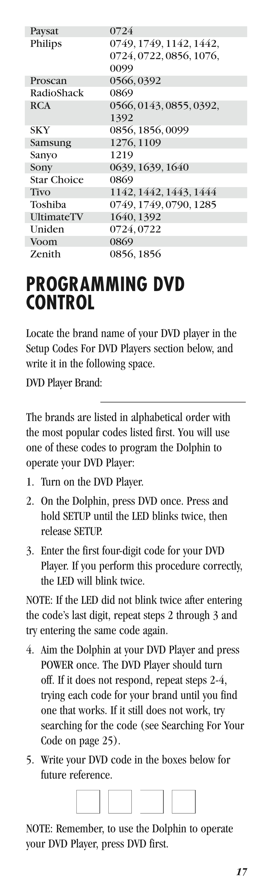 Qqqq, Programming dvd control | Balboa Water Group Dolphin II CE User Manual | Page 17 / 32