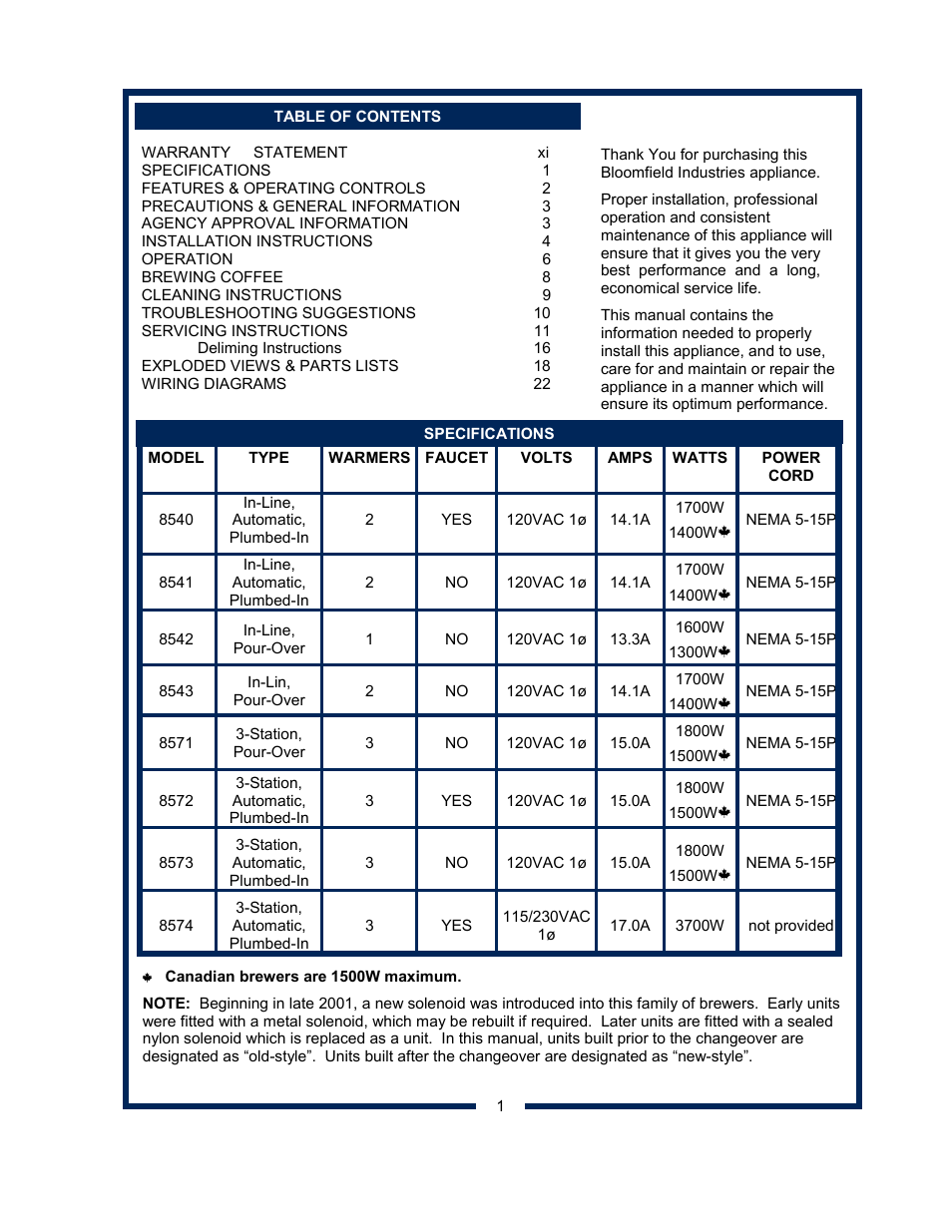 Bloomfield 8540 User Manual | Page 3 / 28