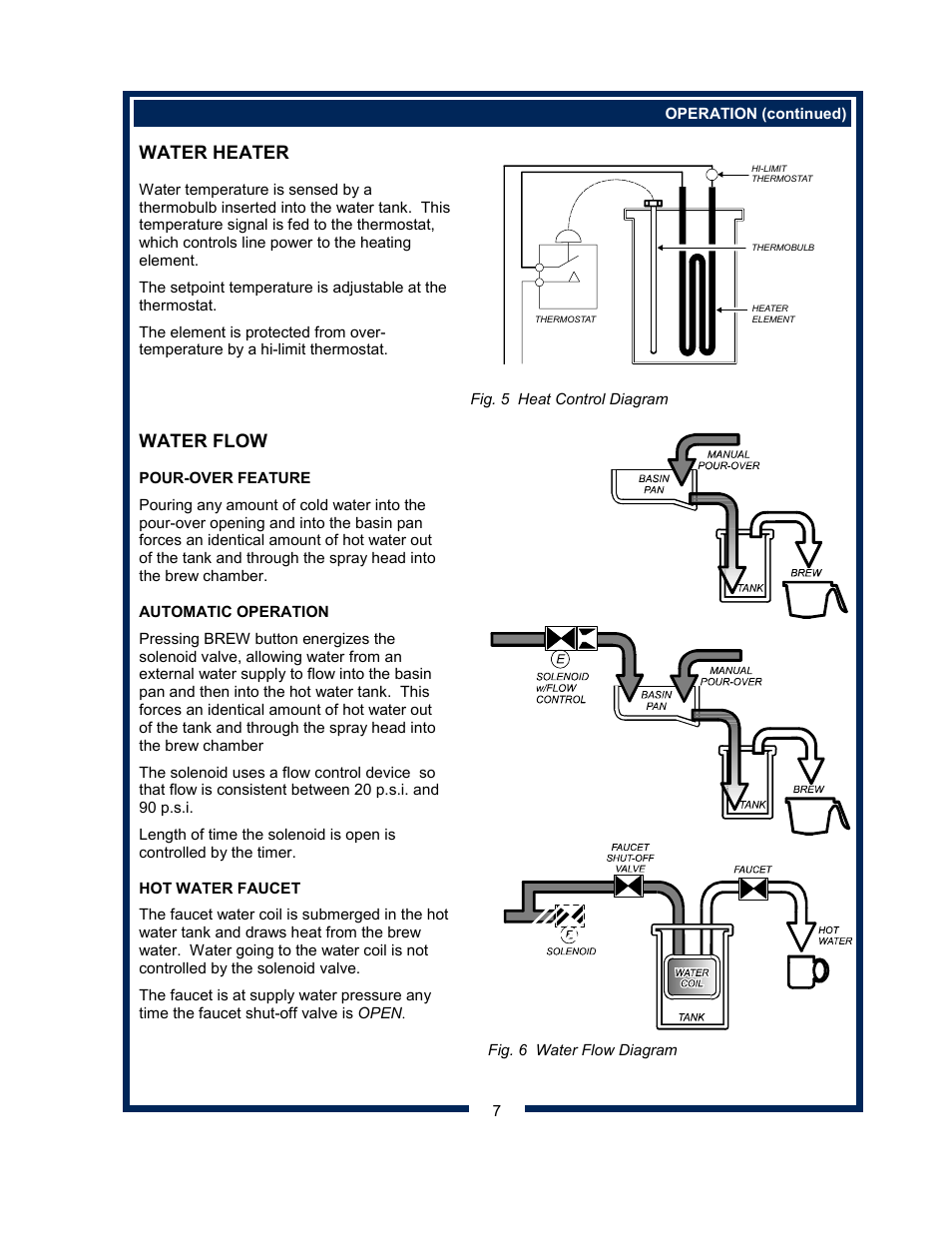 Water heater, Water flow | Bloomfield 8540 User Manual | Page 9 / 28