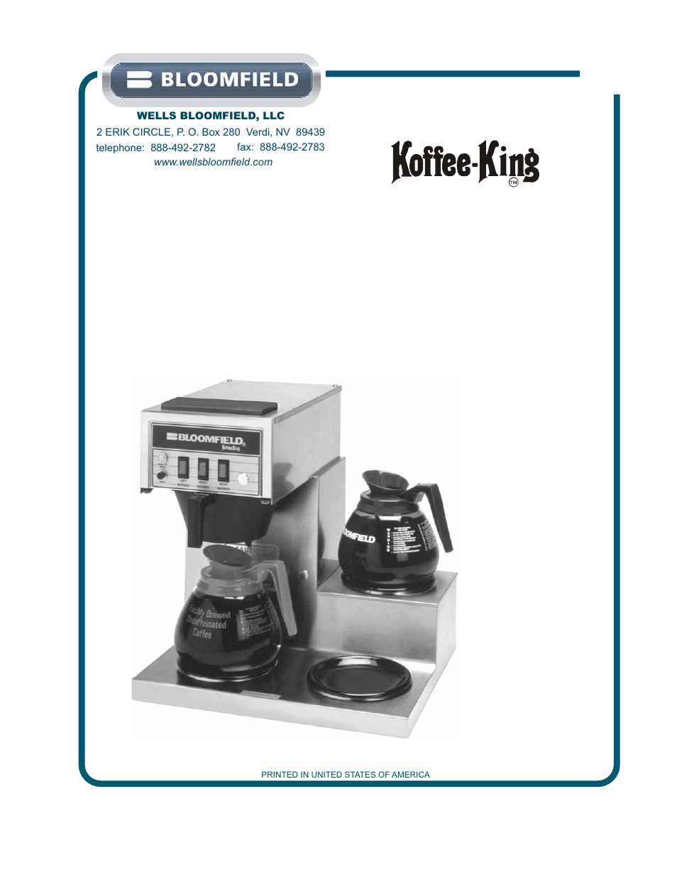 Bloomfield KOFFEE-KING 8542 User Manual | 28 pages