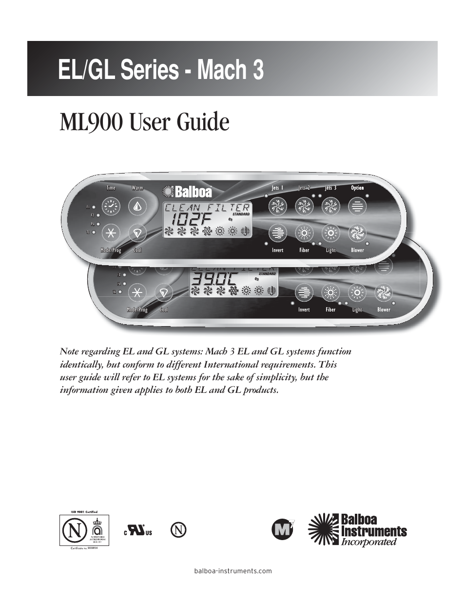 Balboa Water Group ML900 - Mach 3 User Guide User Manual | 12 pages