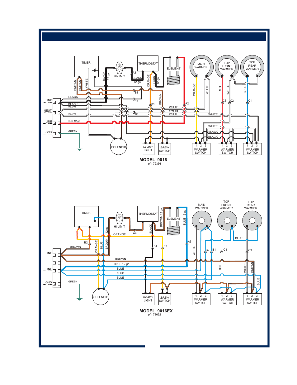 Wiring diagrams (continued) 23, Model 9016, Model 9016ex | Bloomfield 9010 User Manual | Page 25 / 26