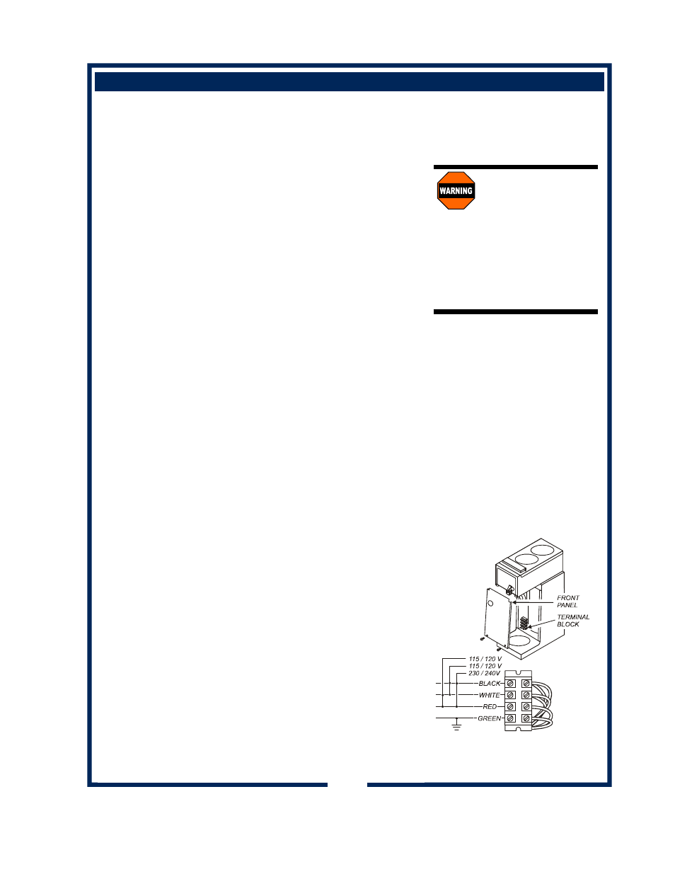 Warning, Shock hazard | Bloomfield 9010 User Manual | Page 7 / 26