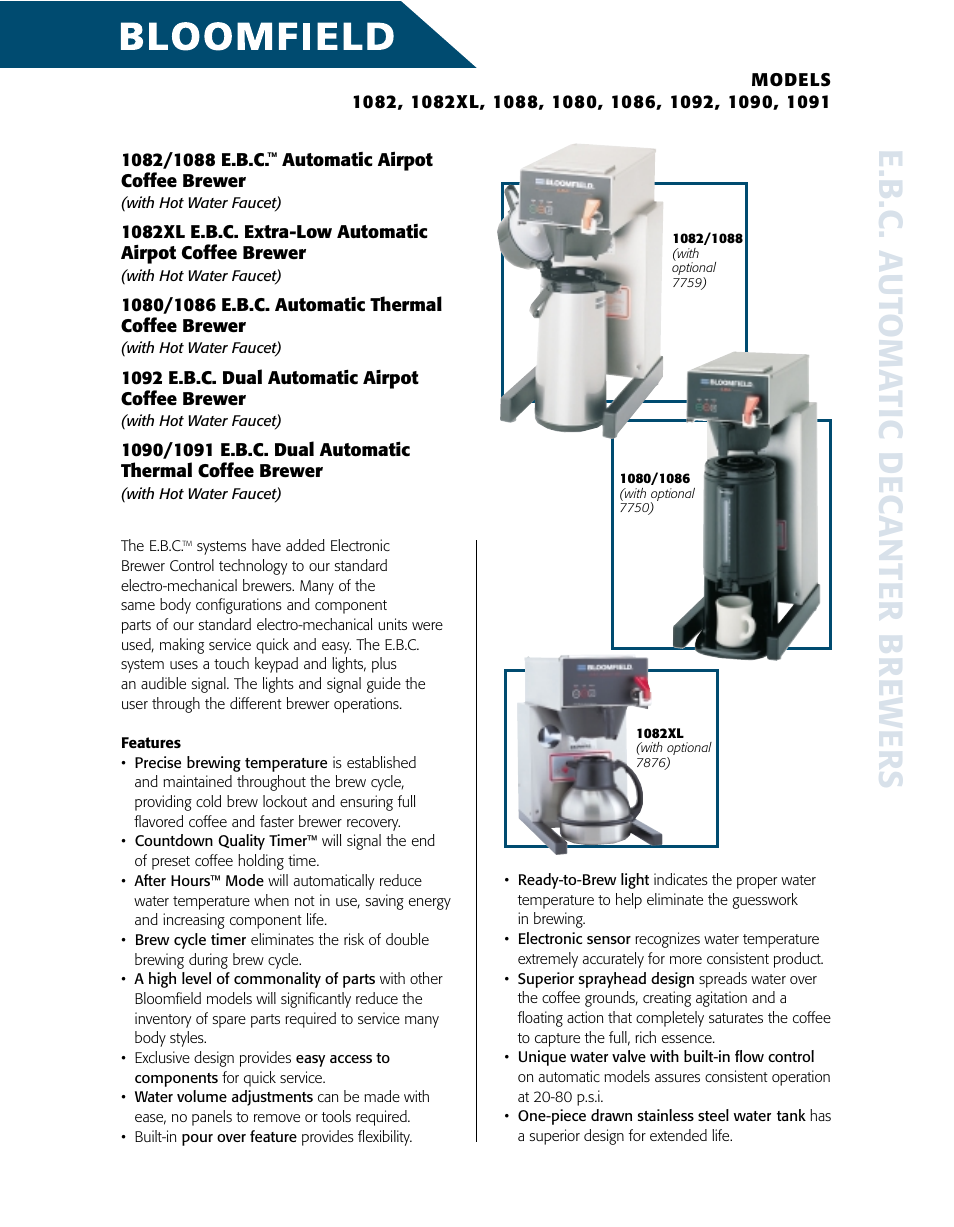 Bloomfield 1082 User Manual | 2 pages