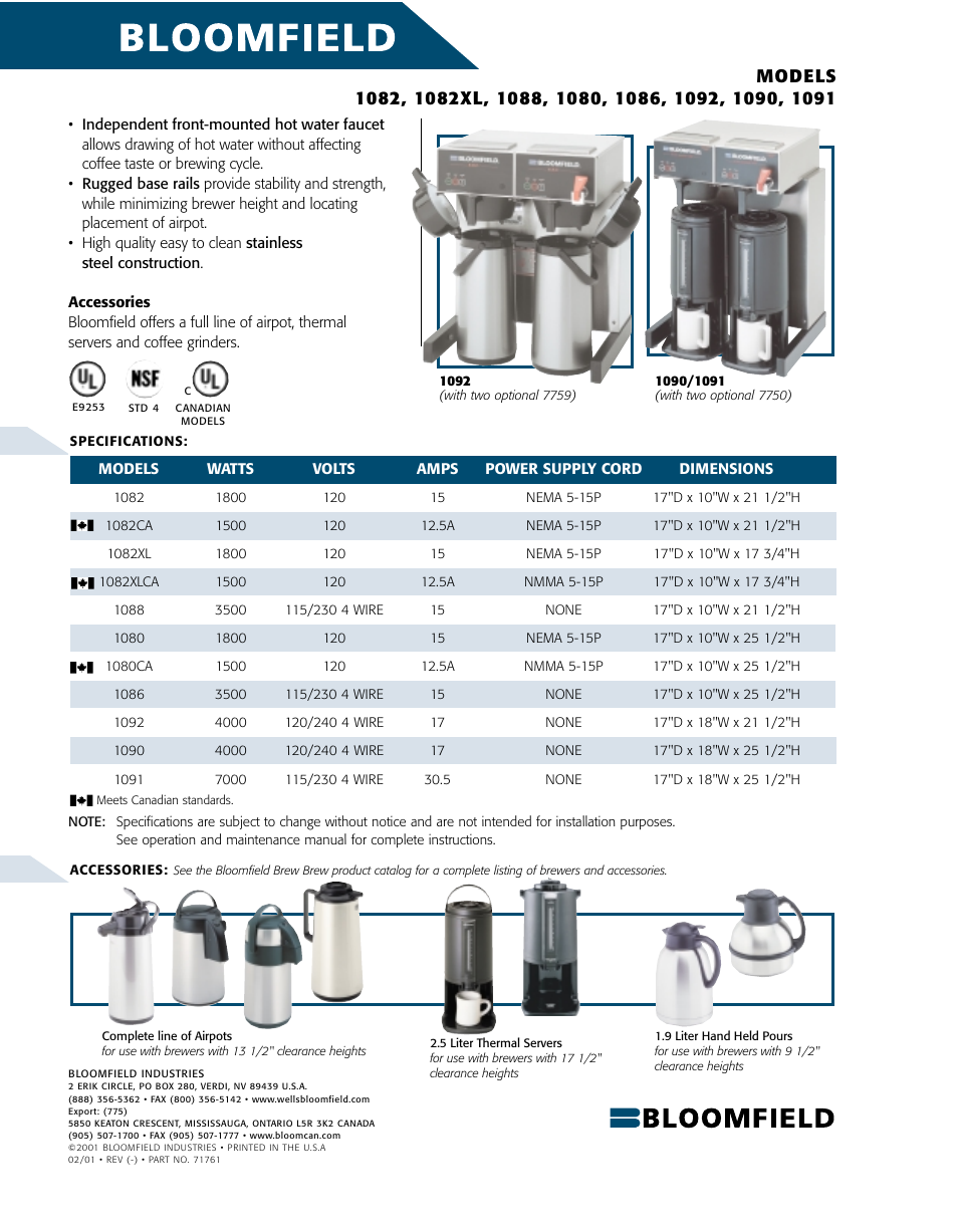 Bloomfield 1082 User Manual | Page 2 / 2